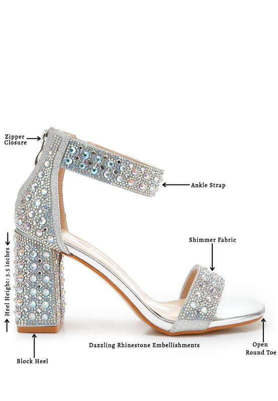 Cady Rhinestones And Sequins Block Sandals