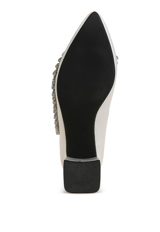 Abatina Satin Diamante Embellished Pumps