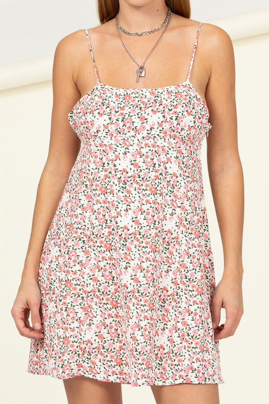 Gotta Find Me Floral Tie Back Mini Dress