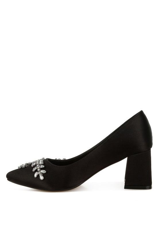 Abatina Satin Diamante Embellished Pumps