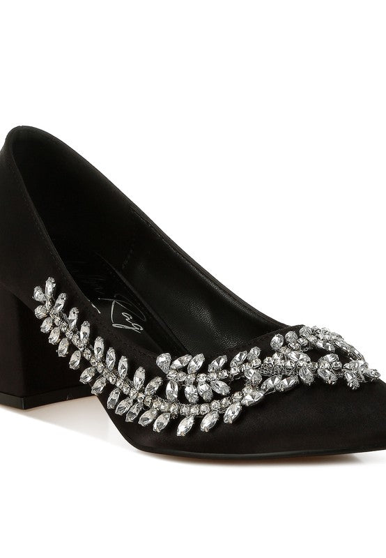 Abatina Satin Diamante Embellished Pumps