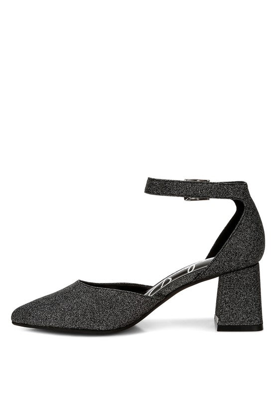 Taznia Glitter Block Heel Sandals