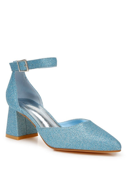 Taznia Glitter Block Heel Sandals