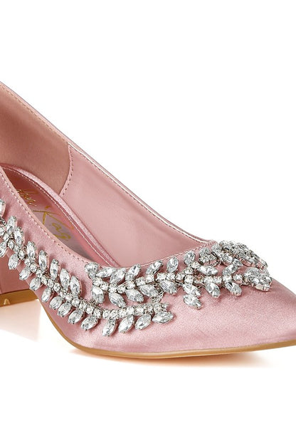 Abatina Satin Diamante Embellished Pumps