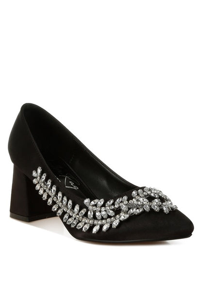 Abatina Satin Diamante Embellished Pumps