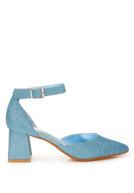 Taznia Glitter Block Heel Sandals