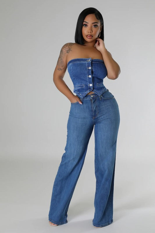 Wide Leg Jean in Medium Wash