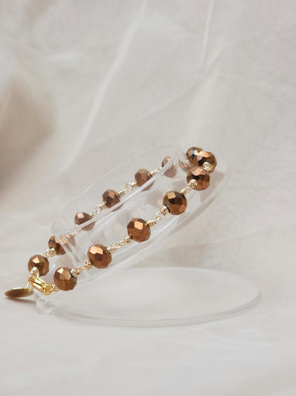 Bronzed Ambition-Wire-Wrapped Bronze Crystal Bracelet