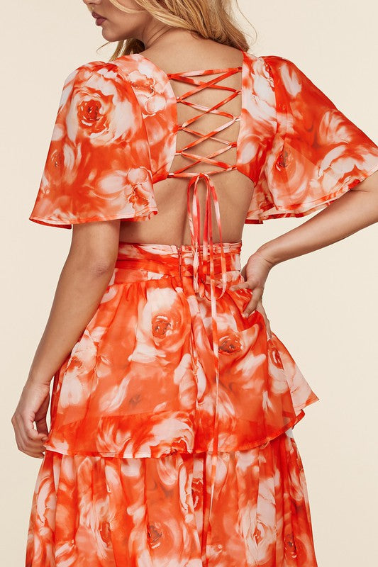 Orange Floral Maxi Dress