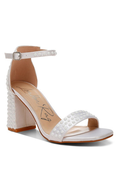 Klebba Pearls Embellished Satin Sandals