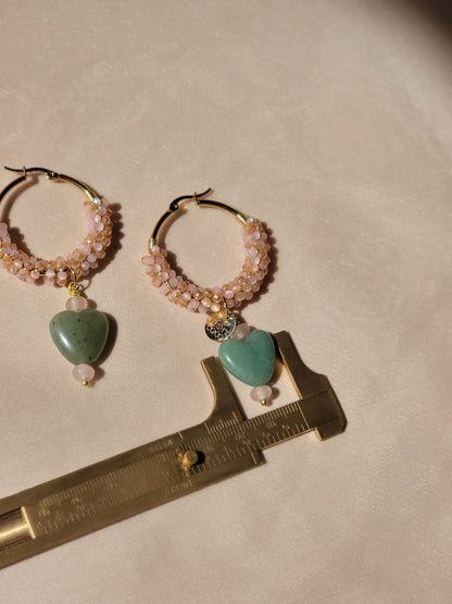 Jade heart hoops