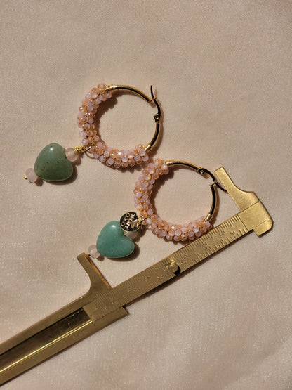 Jade heart hoops