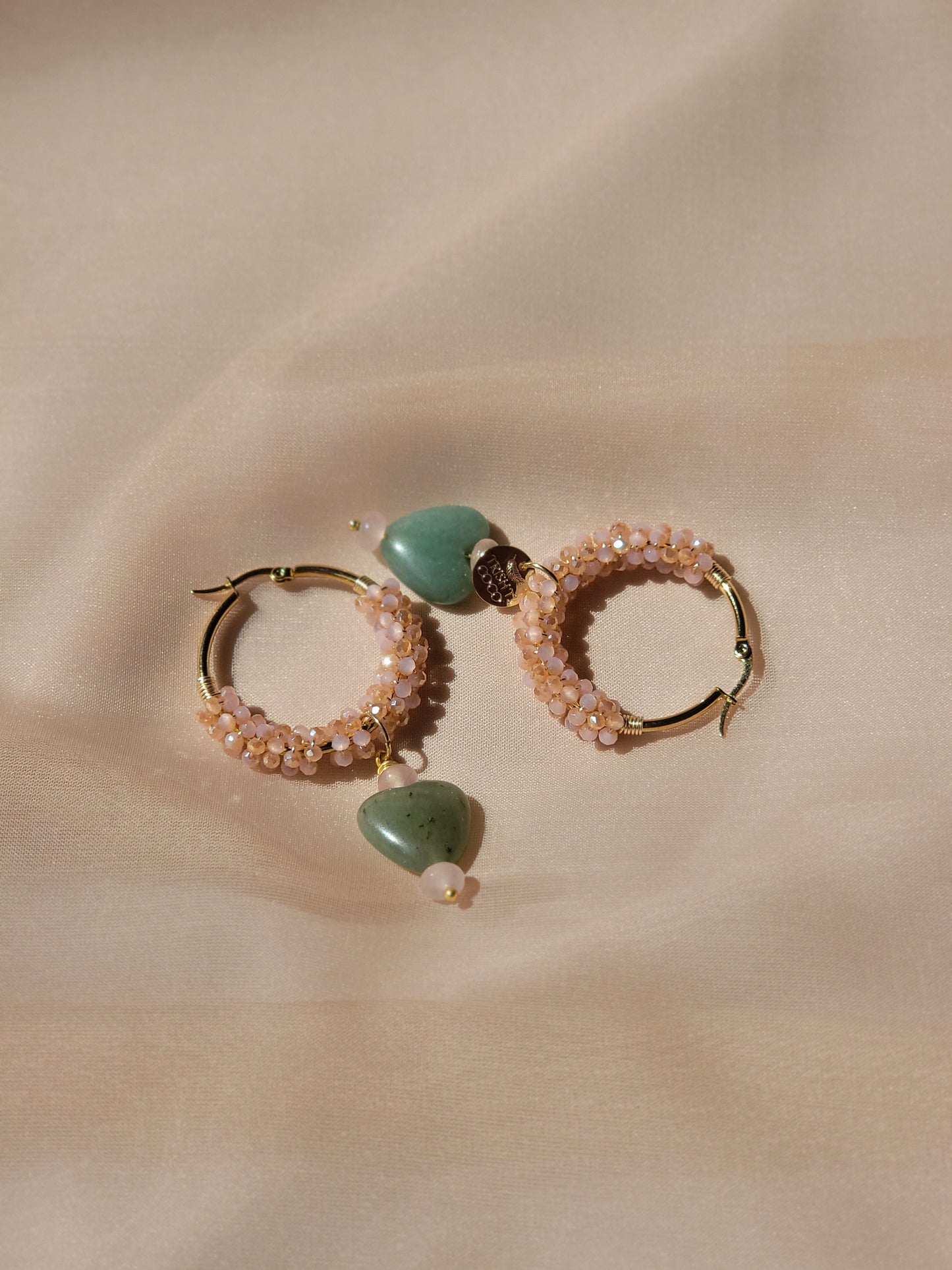 Jade heart hoops