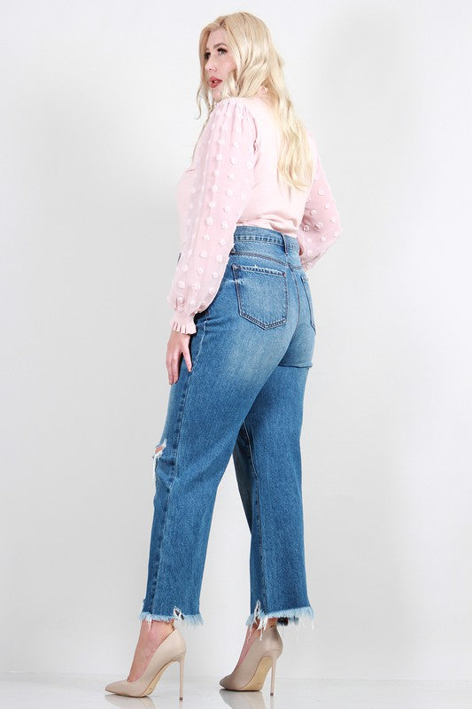 PLUS SIZE DAD JEANS W/ INNER SIDE BUTTON FLY